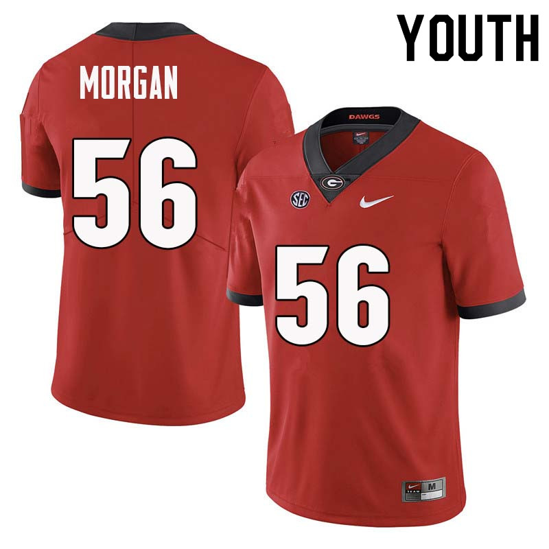 Youth Georgia Bulldogs #56 Oren Morgan College Football Jerseys Sale-Red